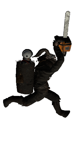 Goat Killer from CO-OP or Die running with chainsaw.